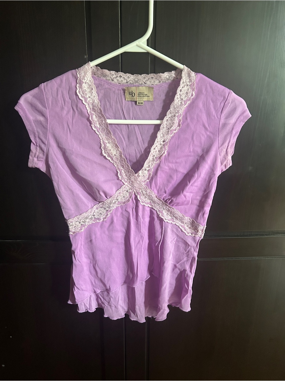 Urban Behavior Lavender Lace Trim V-Neck Top